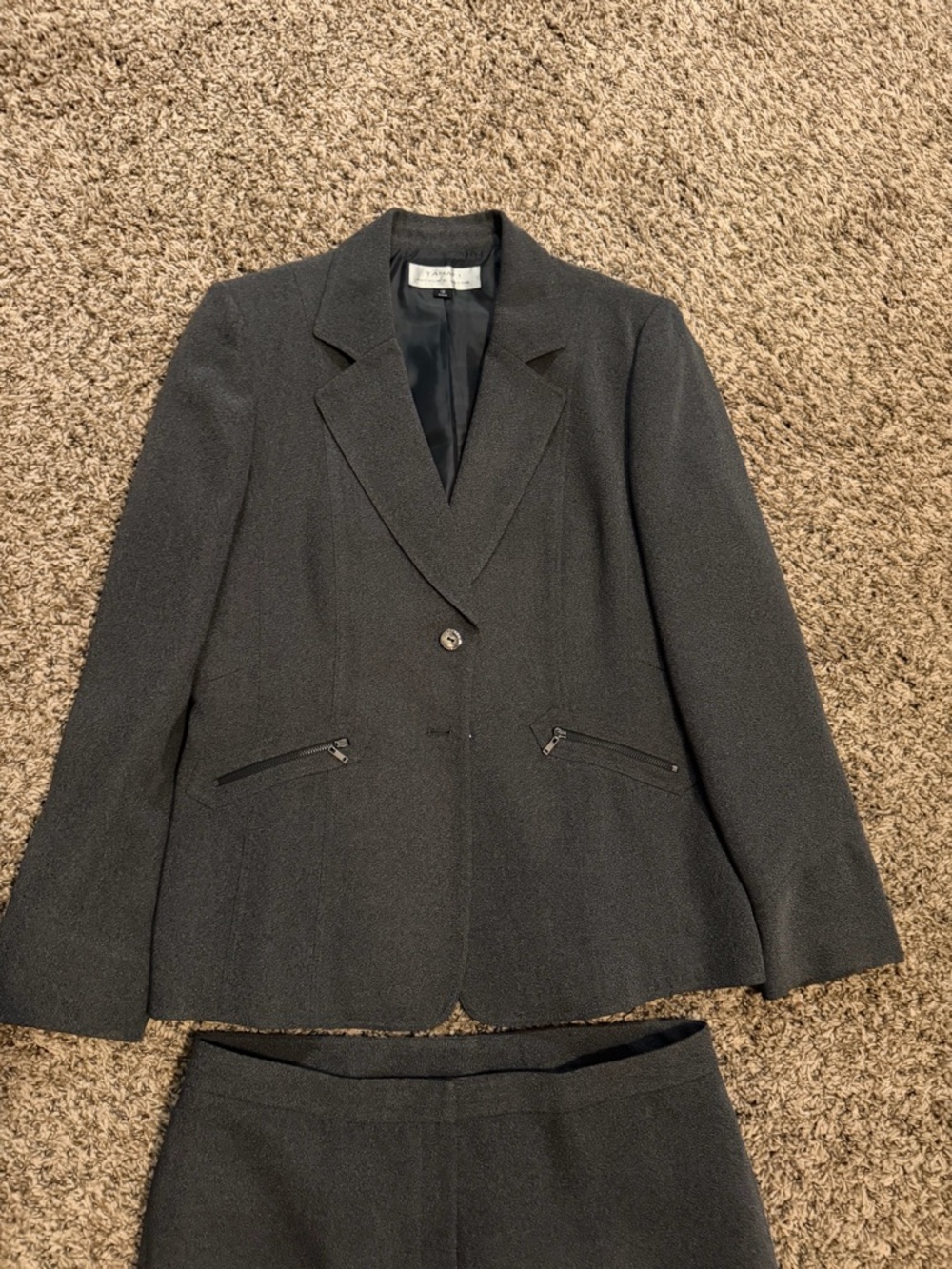 Tahari  ASL Dark Charcoal Gray Tailored Pantsuit - Picture 3 of 12